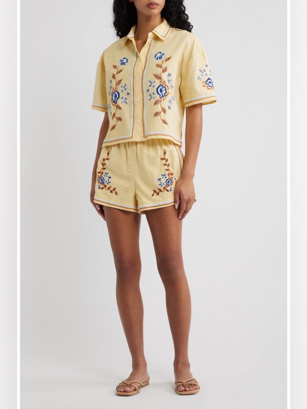 Cleobella Wynona Floral Embroidered Cotton/Linen Top & Wes Shorts NWT Small SET